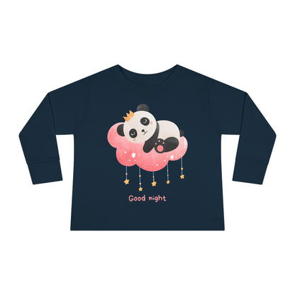 Cute Panda Toddler Long Sleeve Tee, Toddler Apparel, Goodnight Tee