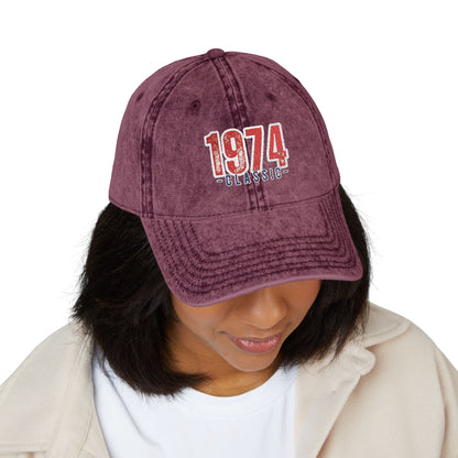 Vintage Embroidered Cap, Retro 1974 Baseball Hat, Unisex Adjustable Hat, Perfect for Casual Wear