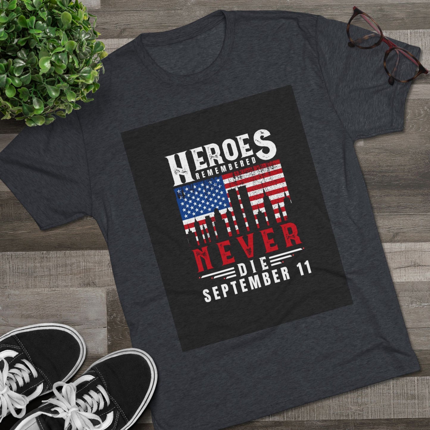 Heroes Remembered 9/11 Unisex Crew Tee, Patriot Tee, Memorial Shirt