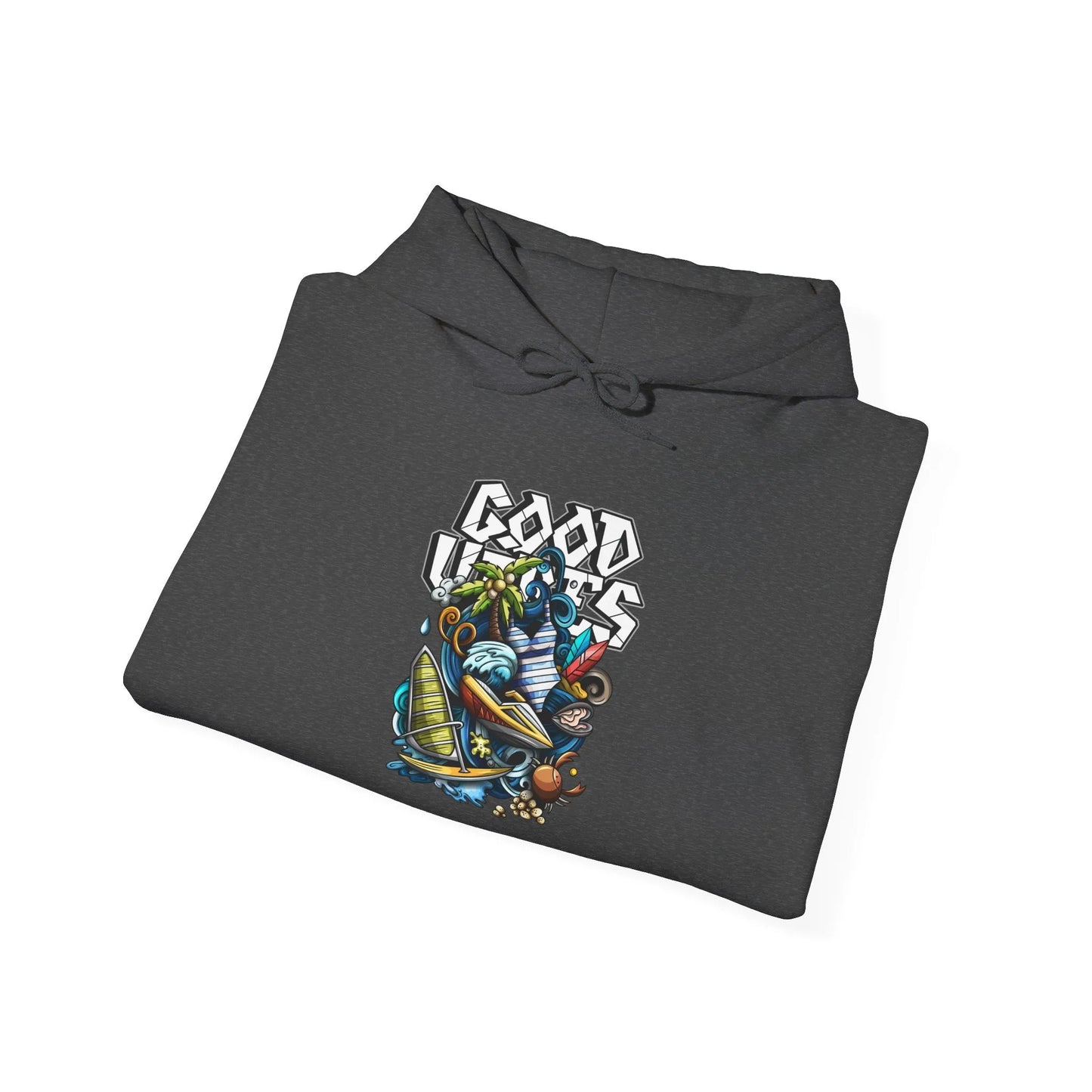 Good Vibes Graffiti Hoodie Sweatshirt, Cozy, Casual Gift, Relaxation Apparel Printify Good Vibes Graffiti Hoodie Sweatshirt, Cozy, Casual Gift, Relaxation Apparel Printify