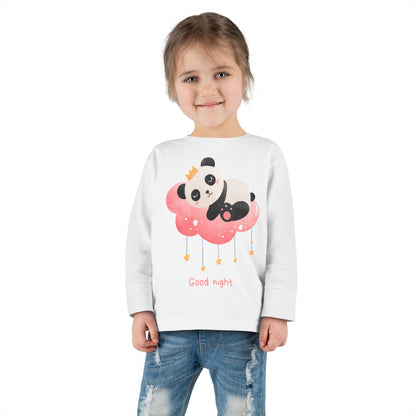 Cute Panda Toddler Long Sleeve Tee, Toddler Apparel, Goodnight Tee