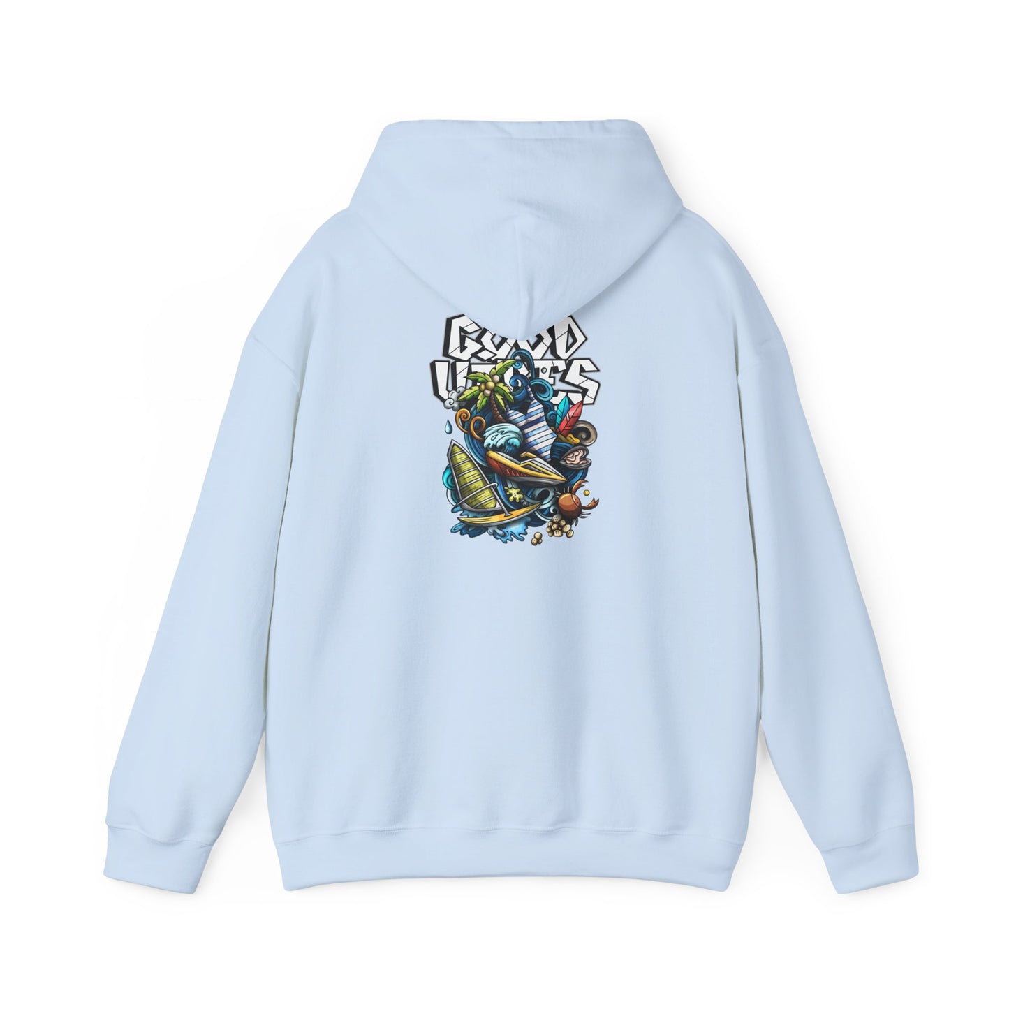 Good Vibes Graffiti Hoodie Sweatshirt, Cozy, Casual Gift, Relaxation Apparel Printify