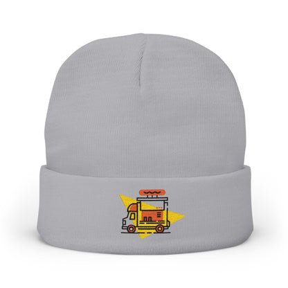 Embroidered Food Truck Beanie - Cozy Knit , Winter Accessory, Casual Outing