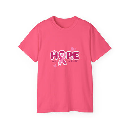 Hope for a Cure Tee, Breast Cancer Awareness Shirt, Cotton T-Shirt