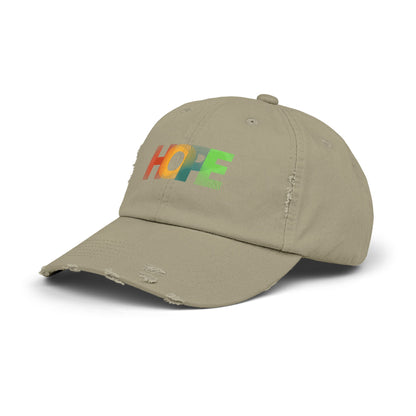 Unisex Distressed Cap with 'HOPE' Design - Trendy Adjustable Hat for Everyday Wear