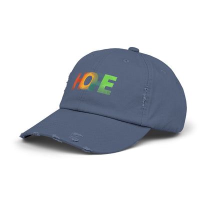 Unisex Distressed Cap with 'HOPE' Design - Trendy Adjustable Hat for Everyday Wear