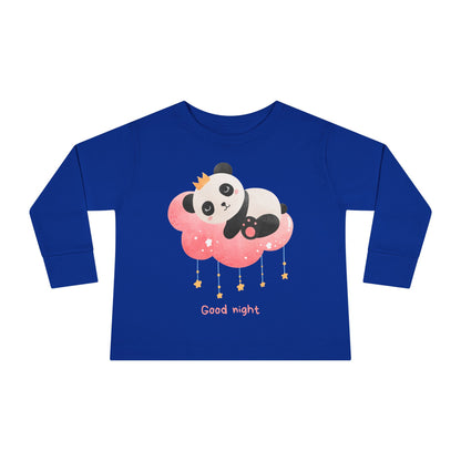 Cute Panda Toddler Long Sleeve Tee, Toddler Apparel, Goodnight Tee