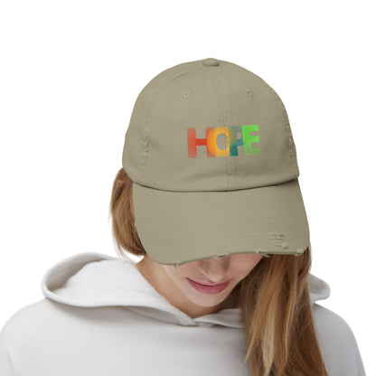 Unisex Distressed Cap with 'HOPE' Design - Trendy Adjustable Hat for Everyday Wear