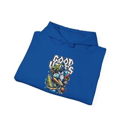 Good Vibes Graffiti Hoodie Sweatshirt, Cozy, Casual Gift, Relaxation Apparel Printify