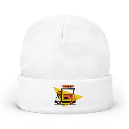 Embroidered Food Truck Beanie - Cozy Knit , Winter Accessory, Casual Outing