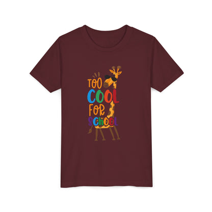 Youth Short Sleeve Tee, 'Too Cool for School' Kids T-shirt, Perfect for Back to School, Casual Wear