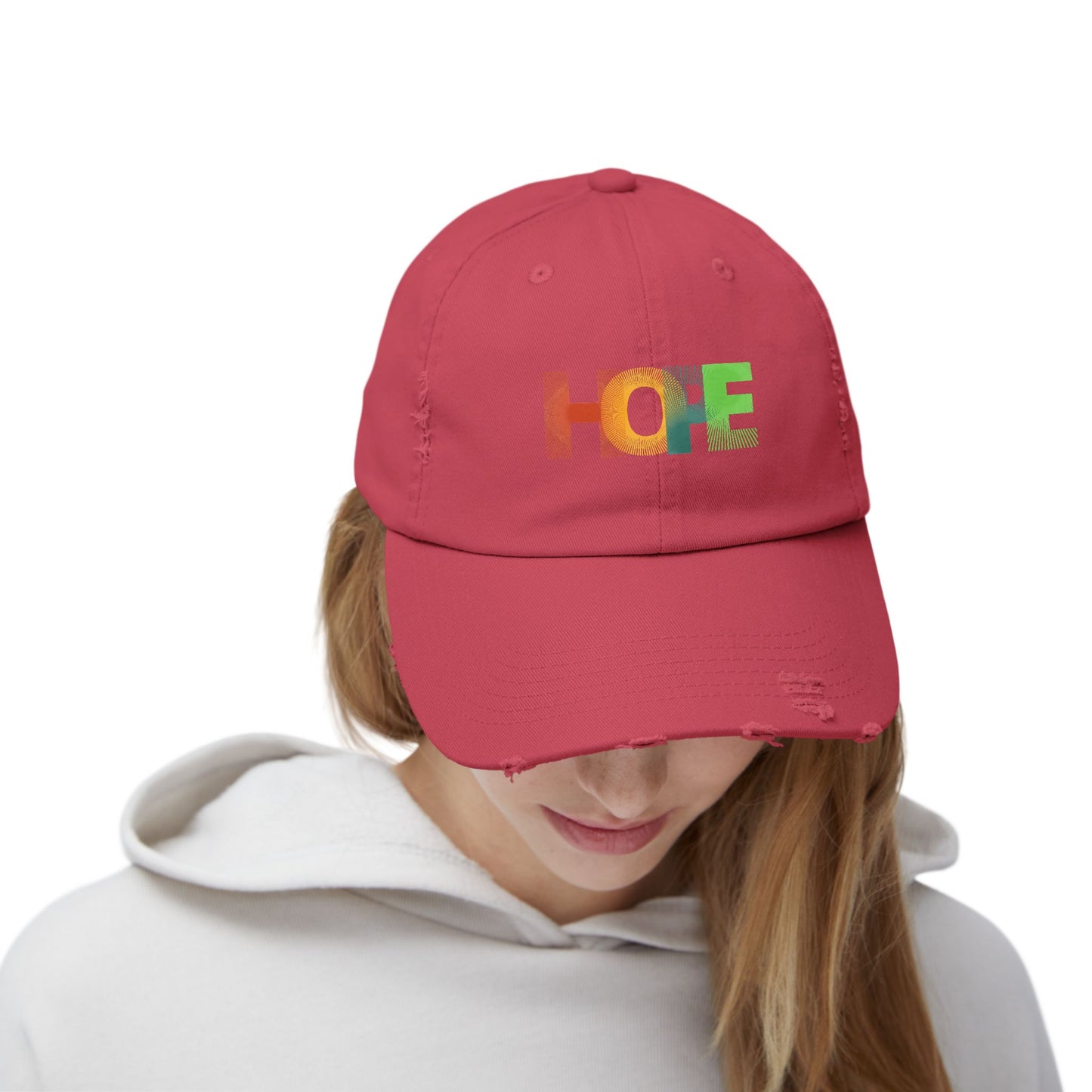 Unisex Distressed Cap with 'HOPE' Design - Trendy Adjustable Hat for Everyday Wear