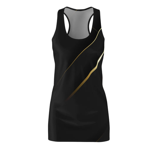 Chic Women's Racerback Dress - Elegant Black & Gold, Summer Party Dress, Casual Outfit, Wedding Guest, Stylish Gifts