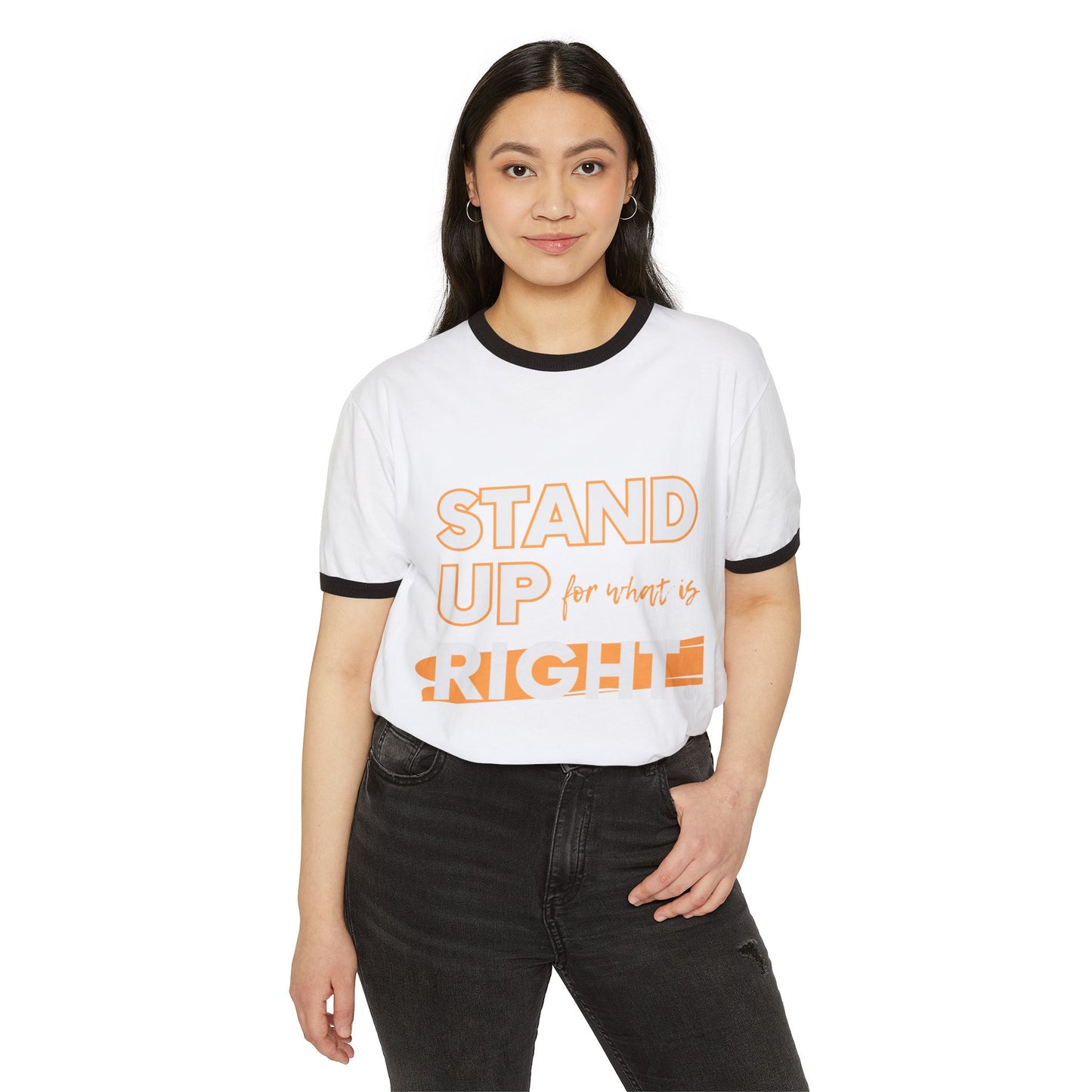 Unisex Cotton Ringer T-Shirt - "Stand Up for What is Right" | Supportive Tee for Activism, Casual Wear