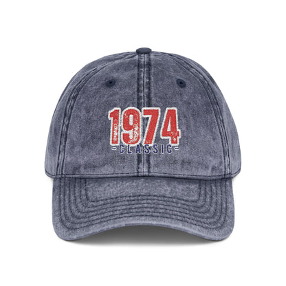 Vintage Embroidered Cap, Retro 1974 Baseball Hat, Unisex Adjustable Hat, Perfect for Casual Wear