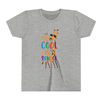 Youth Short Sleeve Tee, 'Too Cool for School' Kids T-shirt, Perfect for Back to School, Casual Wear Printify