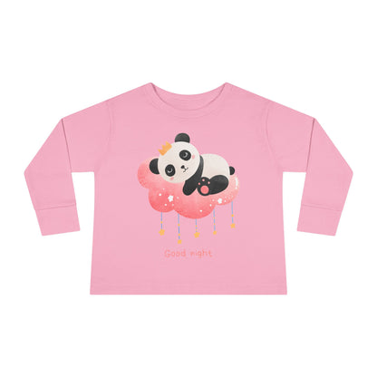 Cute Panda Toddler Long Sleeve Tee, Toddler Apparel, Goodnight Tee