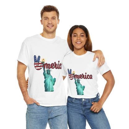Patriotic Peace Tee, Unisex Cotton T-Shirt, Casual Wear, Gift for Americans Printify Patriotic Peace Tee, Unisex Cotton T-Shirt, Casual Wear, Gift for Americans Printify