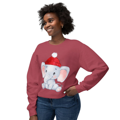 Adorable Elephant Crewneck Sweatshirt, Cute Unisex Sweatshirt, Cozy Lightweight Top