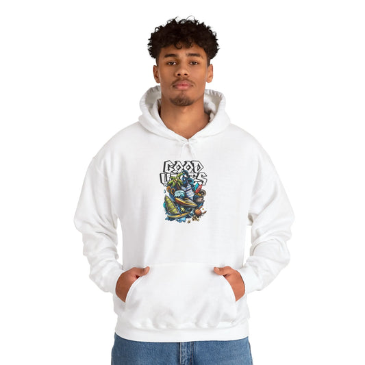 Good Vibes Graffiti Hoodie Sweatshirt, Cozy, Casual Gift, Relaxation Apparel Printify Good Vibes Graffiti Hoodie Sweatshirt, Cozy, Casual Gift, Relaxation Apparel Printify