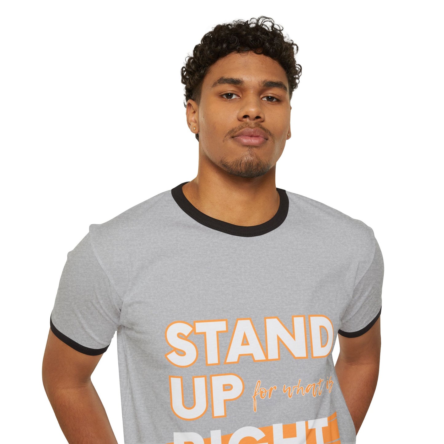 Unisex Cotton Ringer T-Shirt - "Stand Up for What is Right" | Supportive Tee for Activism, Casual Wear