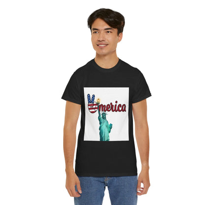Patriotic Peace Tee, Unisex Cotton T-Shirt, Casual Wear, Gift for Americans Printify Patriotic Peace Tee, Unisex Cotton T-Shirt, Casual Wear, Gift for Americans Printify